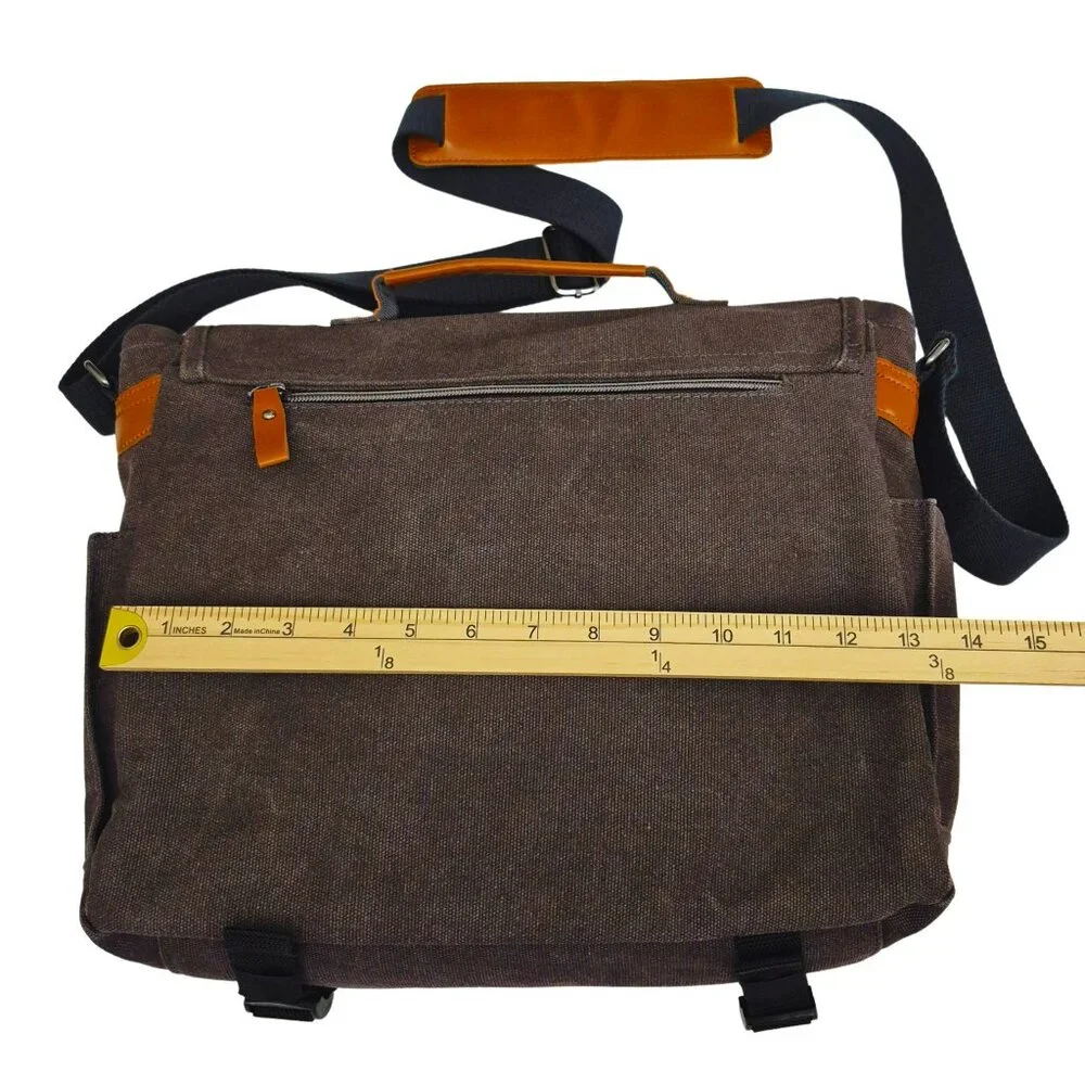Messenger Bag for Men Women 13-14 Inch Laptop Water Resistant Shoulder Bag Brown
